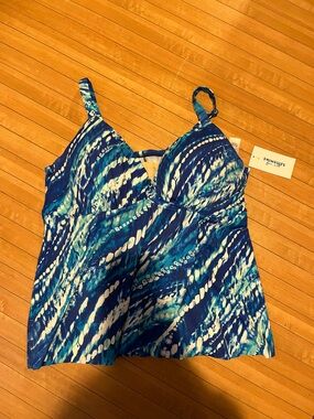 NEW Swimsuits For All Blue White Tankini